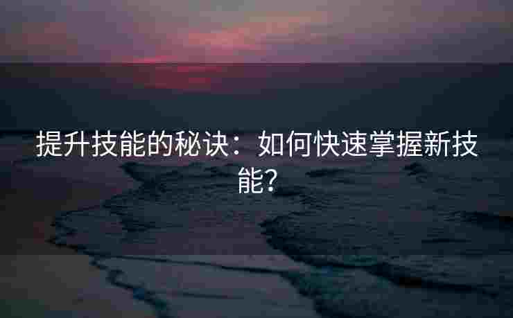 提升技能的秘诀：如何快速掌握新技能？